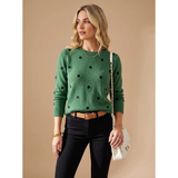 Violetta | Damen Strickpullover mit Punkten und Komfort – Grun