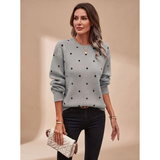 Violetta | Damen Strickpullover mit Punkten und Komfort – Grau