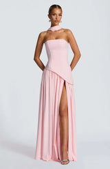 Viorica | Damen Trägerloses Abendkleid Maxi Elegant – Rosa