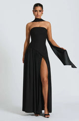 Viorica | Damen Trägerloses Abendkleid Maxi Elegant – Schwarz