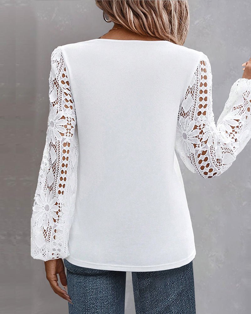 Paisley | Light Top mit Spitze und langen Ärmeln