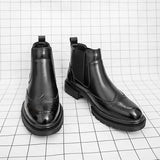 Volkhard | Herren Chelsea Boots Brogue Stiefelette – Schwarz