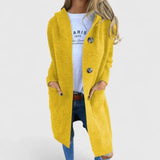 Vrenike | Damen Lange Strickjacke mit Kapuze – Gelb