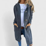 Vrenike | Damen Lange Strickjacke mit Kapuze – Grau