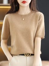 Heidi-Mode | Kurzärmliger Wollpullover – Khaki