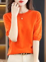 Heidi-Mode | Kurzärmliger Wollpullover – Orange