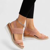 Orthopädische Damensandalen mit Keilabsatz – Pink