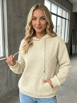 Mila | Waffelstrick Kapuzenpullover Damen – Beige