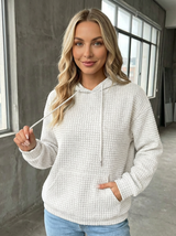Mila | Waffelstrick Kapuzenpullover Damen – Weiß