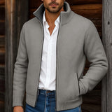 Walfried | Herren Strickjacke mit Stehkragen – Grau