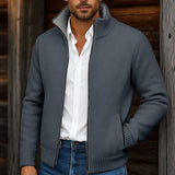 Walfried | Herren Strickjacke mit Stehkragen – Marineblau
