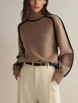 Walpurga | Damen Rollkragenpullover Strickpullover – Braun