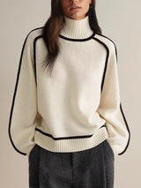 Walpurga | Damen Rollkragenpullover Strickpullover – Weiß