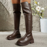 Wanda | Damen Overknee Stiefel Kniehohe Stiefel – Braun