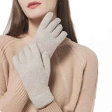 Warme Strickhandschuhe Damen – Khaki