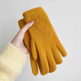 Warme Strickhandschuhe Damen – Gelb