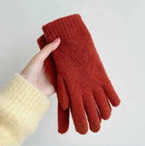 Warme Strickhandschuhe Damen – Rot