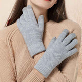 Warme Strickhandschuhe Damen – Hellgrau