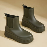 Elfriede | Wasserdichte Stiefel Chelsea Damen Plateau Regenstiefel – Grün
