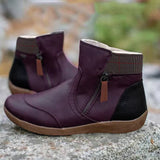 Marlene | Wasserdichte Stiefel Damen Leder Knöchelhoch Komfort – Lila