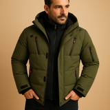 Klaus | Herren Robuste Dicke Winterjacke mit Reißverschluss – Grün