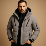 Klaus | Herren Robuste Dicke Winterjacke mit Reißverschluss – Grau