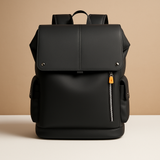 Wasserdichter Laptop-Rucksack für Herren aus PU-Leder – Schwarz