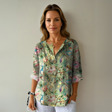Damenbluse mit Blumenmuster und langen Ärmeln – Kirschblüten-Blumenmuster