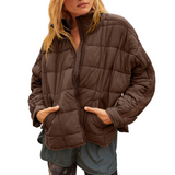 Weldine | Damen Leichte Steppjacke mit Stehkragen – Braun