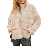 Weldine | Damen Leichte Steppjacke mit Stehkragen – Aprikose
