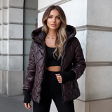 Welmara | Damen Steppjacke mit Kapuze Winter – Lila