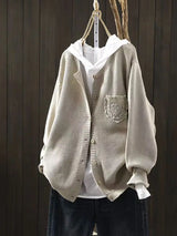 Welmina | Damen Oversize Strickjacke mit Knopfleiste – Beige
