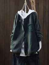 Welmina | Damen Oversize Strickjacke mit Knopfleiste – Grün