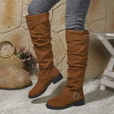 Wencka | Damen Kniehohe Stiefel Overknee-Look – Hellbraun