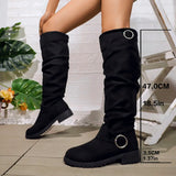 Wencka | Damen Kniehohe Stiefel Overknee-Look – Schwarz