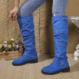 Wencka | Damen Kniehohe Stiefel Overknee-Look – Blau