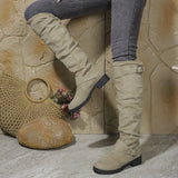 Wencka | Damen Kniehohe Stiefel Overknee-Look – Khaki