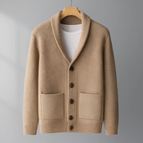 Wendelin | Herren Strickjacke mit Schalkragen – Braun