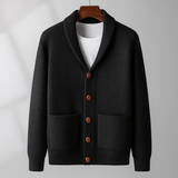 Wendelin | Herren Strickjacke mit Schalkragen – Schwarz