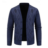 Wendric | Herren Strickjacke Rautenmuster V-Ausschnitt – Hellgrau