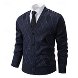 Wendric | Herren Strickjacke Rautenmuster V-Ausschnitt – Dunkelgrau