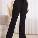 Wiberna | Damen Jogginghose Weites Bein Relaxed Fit – Schwarz