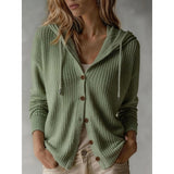 Wiberna | Damen Kapuzen-Strickjacke mit Knopfleiste – Grün
