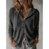 Wiberna | Damen Kapuzen-Strickjacke mit Knopfleiste – Grau