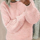 Wibrun | Damen Oversize Strickpullover Herbst Winter – Rosa