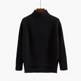 Wibula | Damen Rippenstrick-Pullover mit Stehkragen – Schwarz