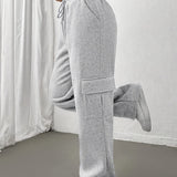 Wibura | Damen Cargo-Jogginghose Relaxed Fit – Hellgrau