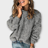 Wibura | Damen Strickpullover Oversize Grobstrick – Grau