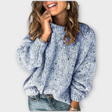 Wibura | Damen Strickpullover Oversize Grobstrick – Blau