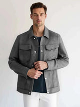 Wildlederlook Jacke Herren – Taupe